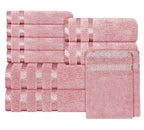 OLIVIA ROCCO Belmont Viscose Stripe Pink Towels 100% Cotton Hotel Quality Super Absorbent - Joe’s Haven