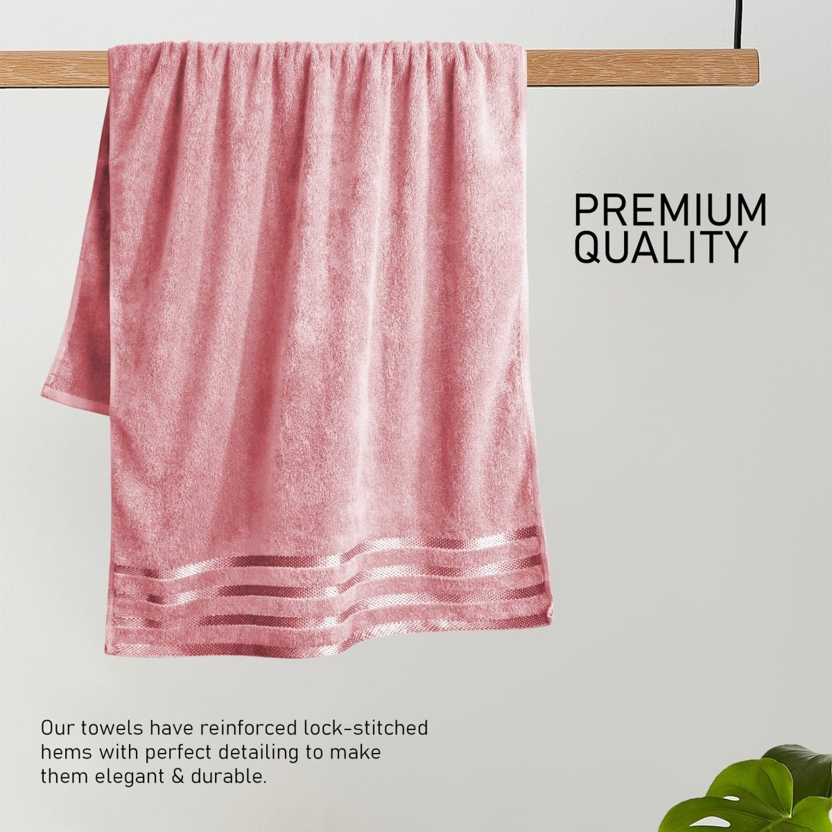 OLIVIA ROCCO Belmont Viscose Stripe Pink Towels 100% Cotton Hotel Quality Super Absorbent - Joe’s Haven