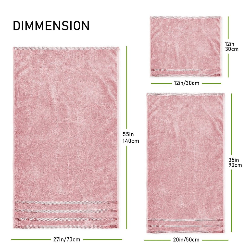 OLIVIA ROCCO Belmont Viscose Stripe Pink Towels 100% Cotton Hotel Quality Super Absorbent - Joe’s Haven
