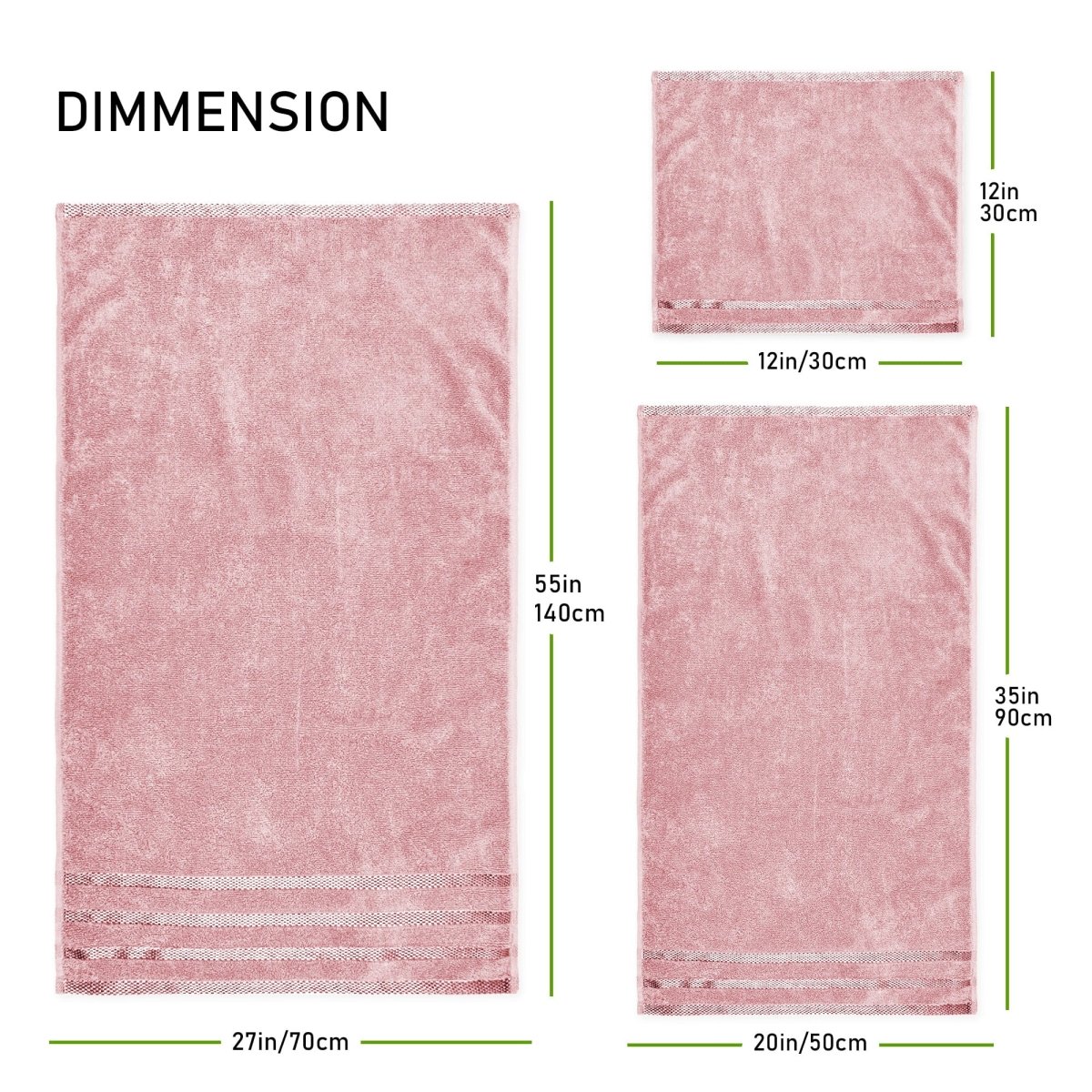 OLIVIA ROCCO Belmont Viscose Stripe Pink Towels 100% Cotton Hotel Quality Super Absorbent - Joe’s Haven