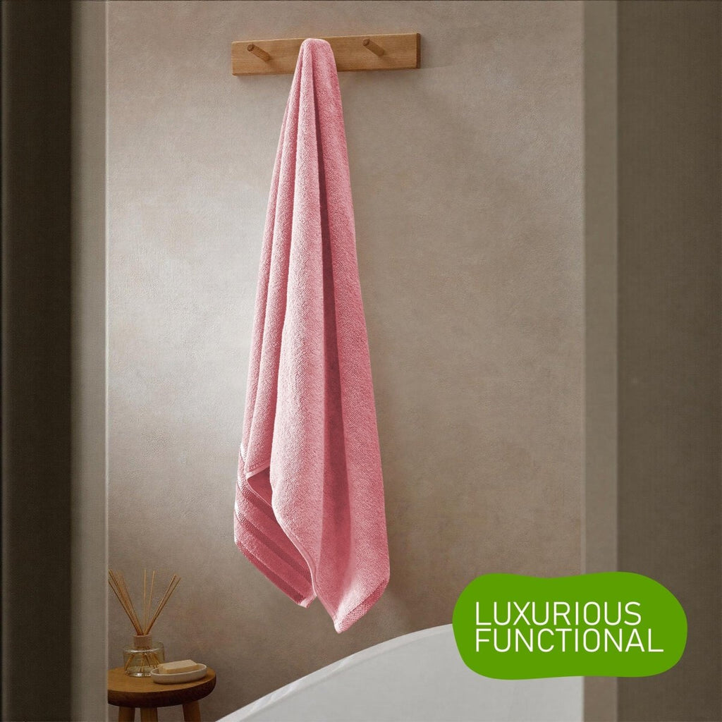 OLIVIA ROCCO Belmont Viscose Stripe Pink Towels 100% Cotton Hotel Quality Super Absorbent - Joe’s Haven