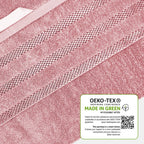 OLIVIA ROCCO Belmont Viscose Stripe Pink Towels 100% Cotton Hotel Quality Super Absorbent - Joe’s Haven