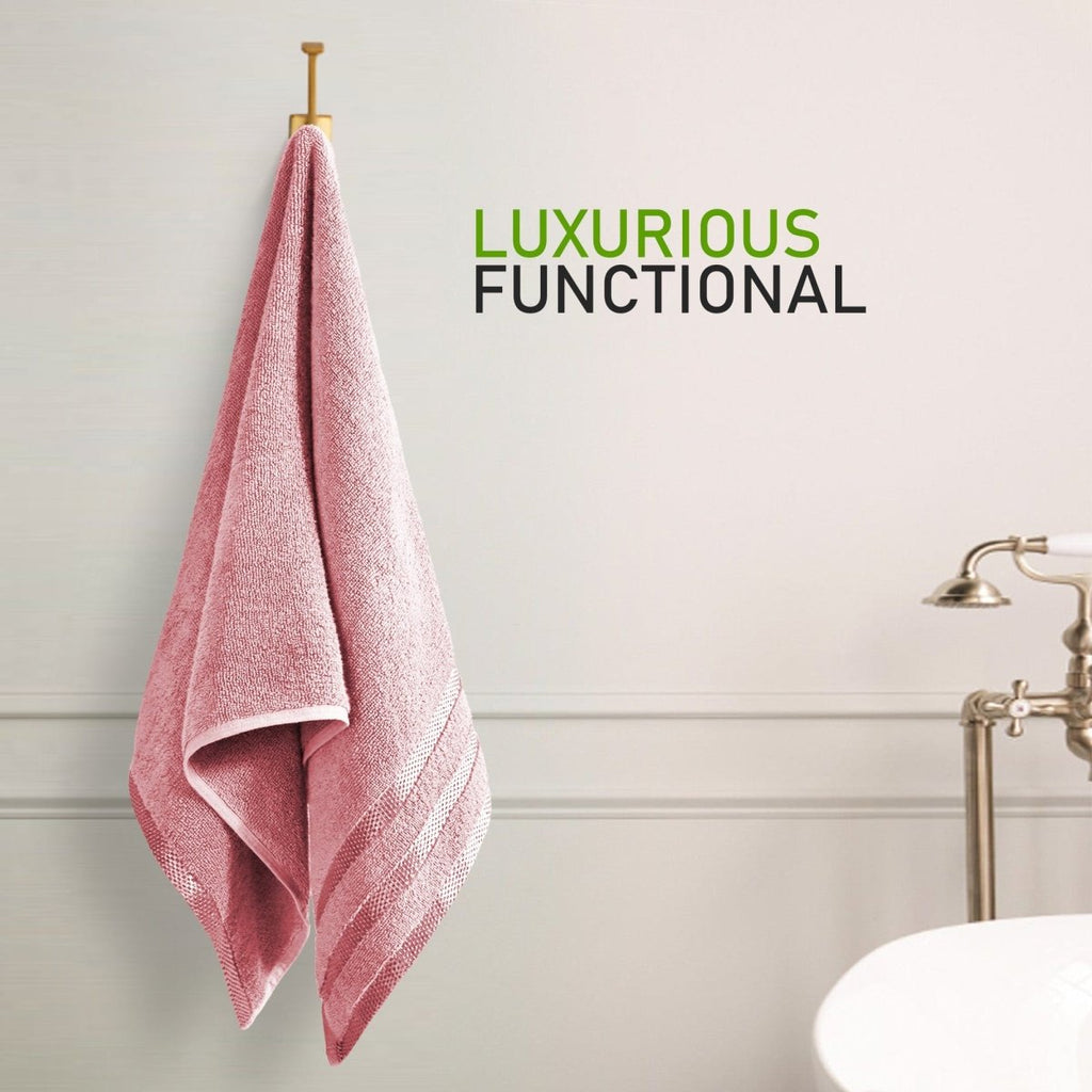 OLIVIA ROCCO Belmont Viscose Stripe Pink Towels 100% Cotton Hotel Quality Super Absorbent - Joe’s Haven