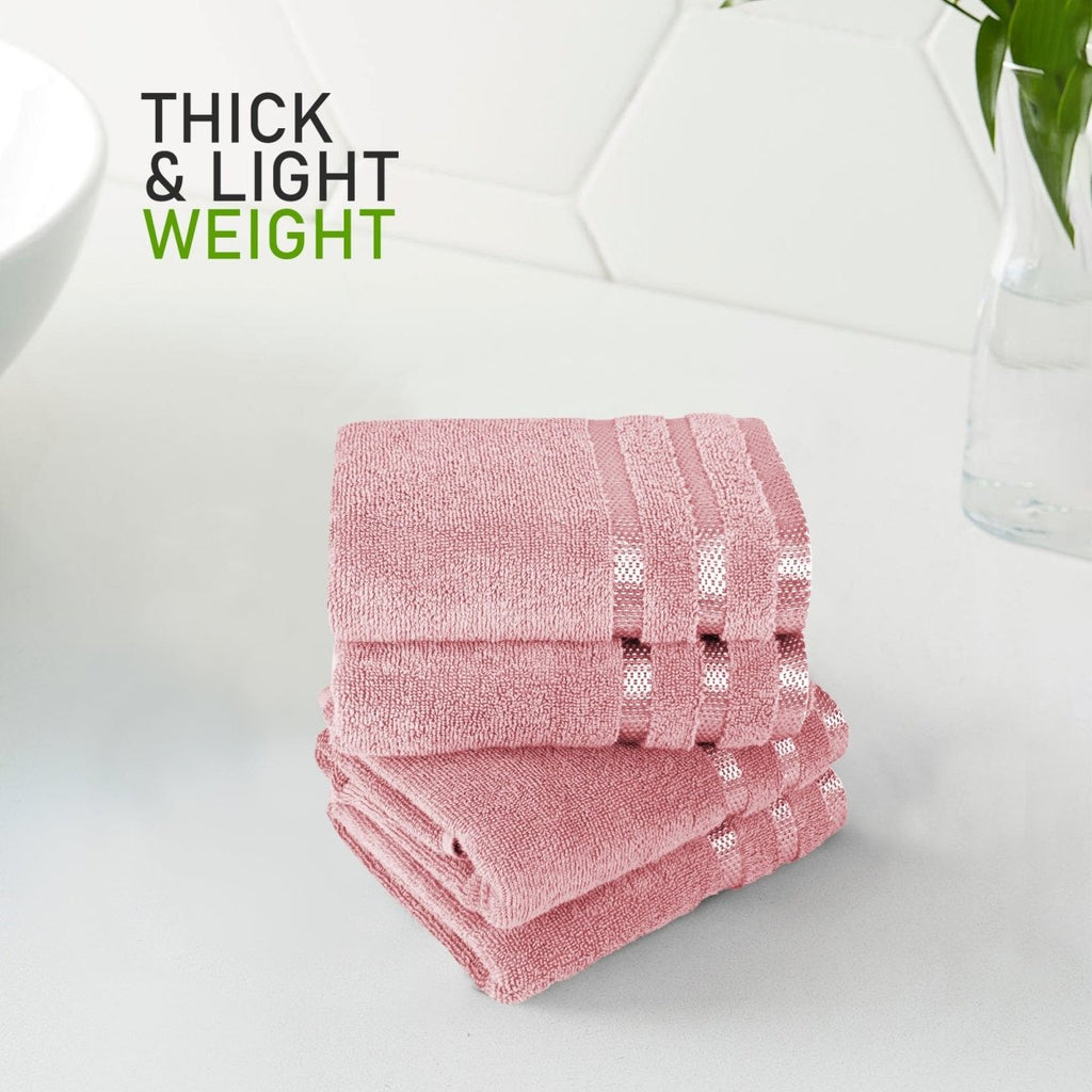 OLIVIA ROCCO Belmont Viscose Stripe Pink Towels 100% Cotton Hotel Quality Super Absorbent - Joe’s Haven