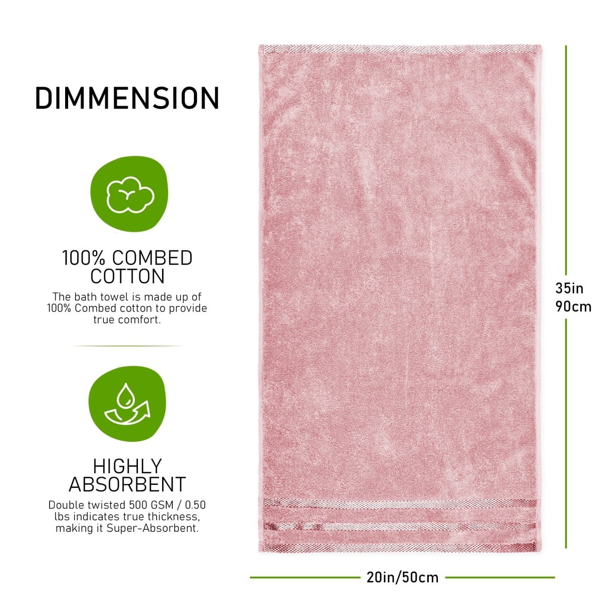 OLIVIA ROCCO Belmont Viscose Stripe Pink Towels 100% Cotton Hotel Quality Super Absorbent - Joe’s Haven