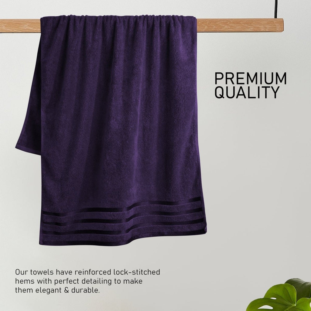 OLIVIA ROCCO Belmont Viscose Stripe Purple Towels 100% Cotton Hotel Quality Bath Towels - Joe’s Haven