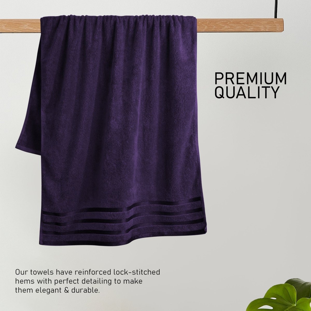 OLIVIA ROCCO Belmont Viscose Stripe Purple Towels 100% Cotton Hotel Quality Bath Towels - Joe’s Haven