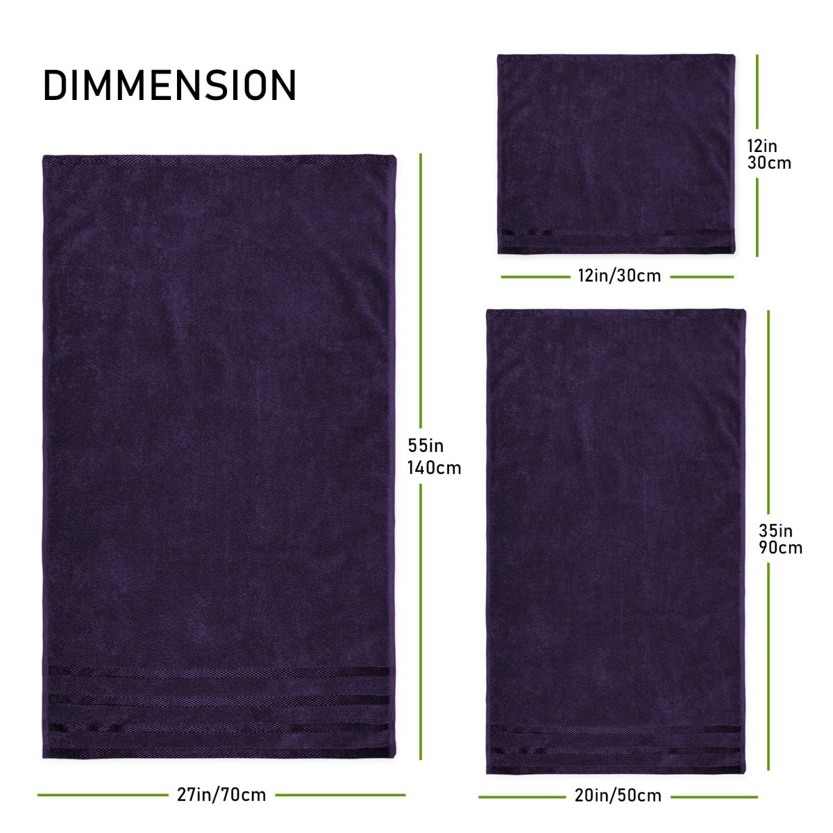 OLIVIA ROCCO Belmont Viscose Stripe Purple Towels 100% Cotton Hotel Quality Bath Towels - Joe’s Haven