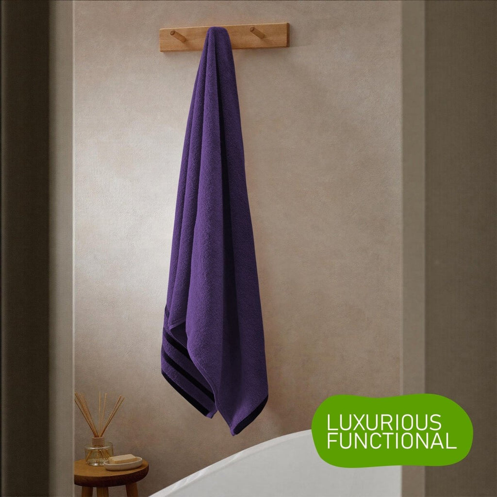 OLIVIA ROCCO Belmont Viscose Stripe Purple Towels 100% Cotton Hotel Quality Bath Towels - Joe’s Haven