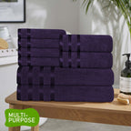 OLIVIA ROCCO Belmont Viscose Stripe Purple Towels 100% Cotton Hotel Quality Bath Towels - Joe’s Haven