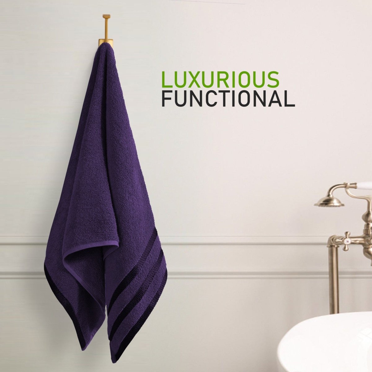 OLIVIA ROCCO Belmont Viscose Stripe Purple Towels 100% Cotton Hotel Quality Bath Towels - Joe’s Haven