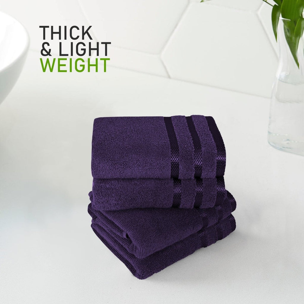 OLIVIA ROCCO Belmont Viscose Stripe Purple Towels 100% Cotton Hotel Quality Bath Towels - Joe’s Haven