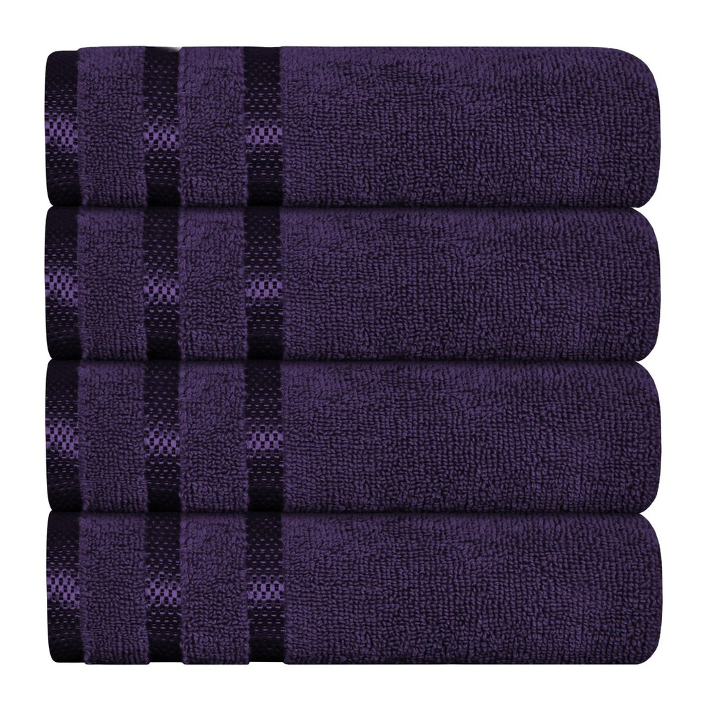 OLIVIA ROCCO Belmont Viscose Stripe Purple Towels 100% Cotton Hotel Quality Bath Towels - Joe’s Haven