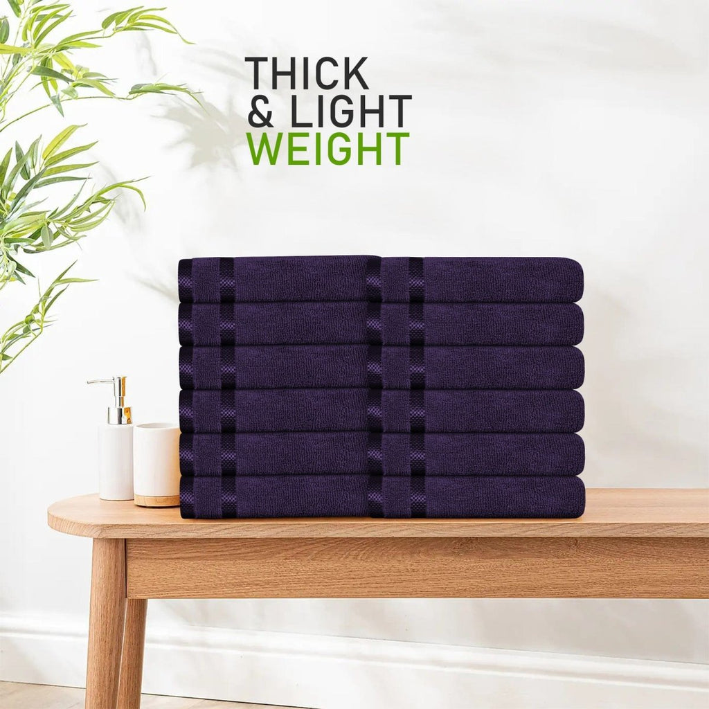 OLIVIA ROCCO Belmont Viscose Stripe Purple Towels 100% Cotton Hotel Quality Bath Towels - Joe’s Haven