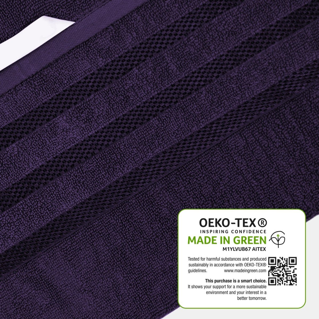 OLIVIA ROCCO Belmont Viscose Stripe Purple Towels 100% Cotton Hotel Quality Bath Towels - Joe’s Haven