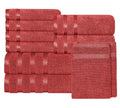 OLIVIA ROCCO Belmont Viscose Stripe Red Towels 100% Cotton Hotel Quality Super Absorbent - Joe’s Haven