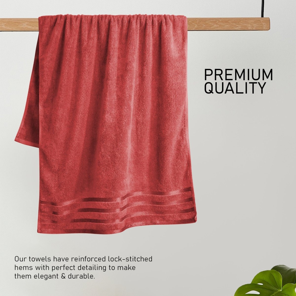 OLIVIA ROCCO Belmont Viscose Stripe Red Towels 100% Cotton Hotel Quality Super Absorbent - Joe’s Haven