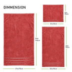 OLIVIA ROCCO Belmont Viscose Stripe Red Towels 100% Cotton Hotel Quality Super Absorbent - Joe’s Haven