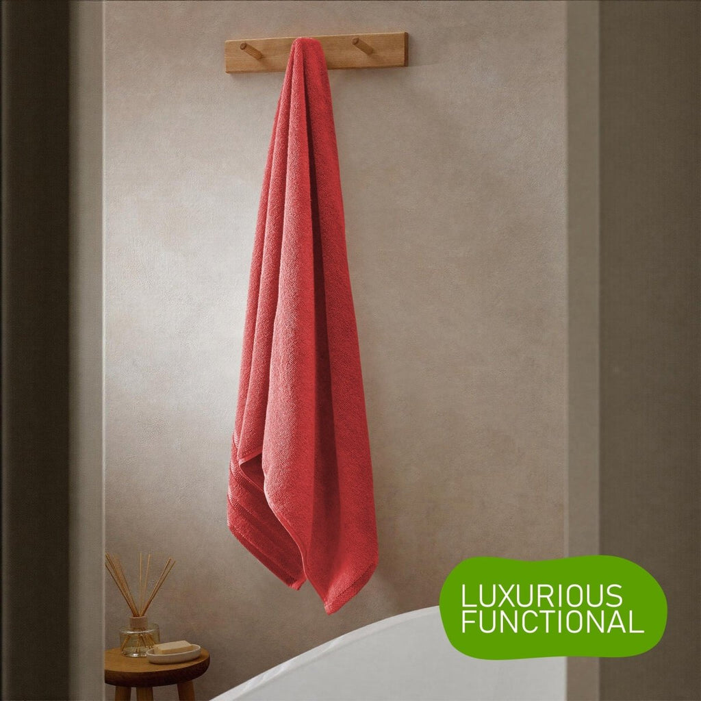 OLIVIA ROCCO Belmont Viscose Stripe Red Towels 100% Cotton Hotel Quality Super Absorbent - Joe’s Haven