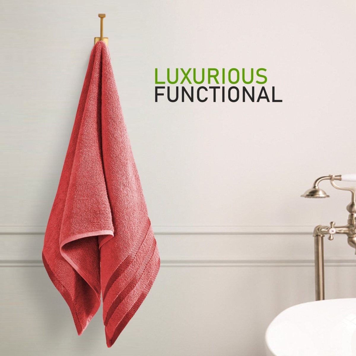 OLIVIA ROCCO Belmont Viscose Stripe Red Towels 100% Cotton Hotel Quality Super Absorbent - Joe’s Haven