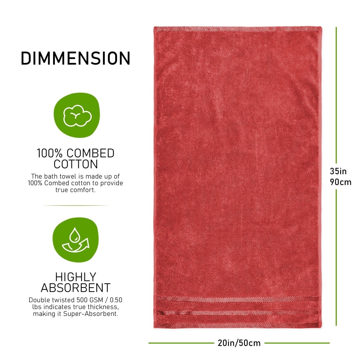 OLIVIA ROCCO Belmont Viscose Stripe Red Towels 100% Cotton Hotel Quality Super Absorbent - Joe’s Haven