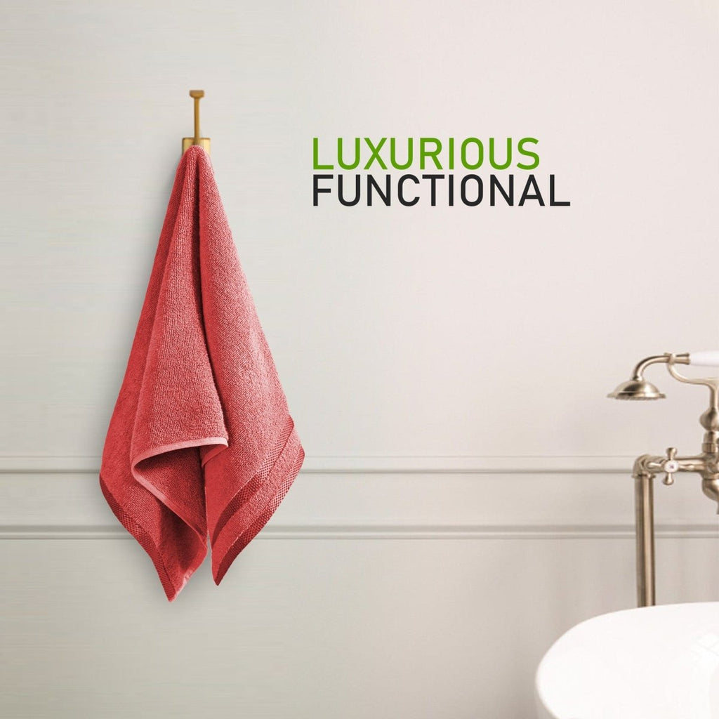 OLIVIA ROCCO Belmont Viscose Stripe Red Towels 100% Cotton Hotel Quality Super Absorbent - Joe’s Haven
