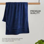 OLIVIA ROCCO Belmont Viscose Stripe Royal Blue Towels 100% Cotton Hotel Quality 10 Piece - Joe’s Haven