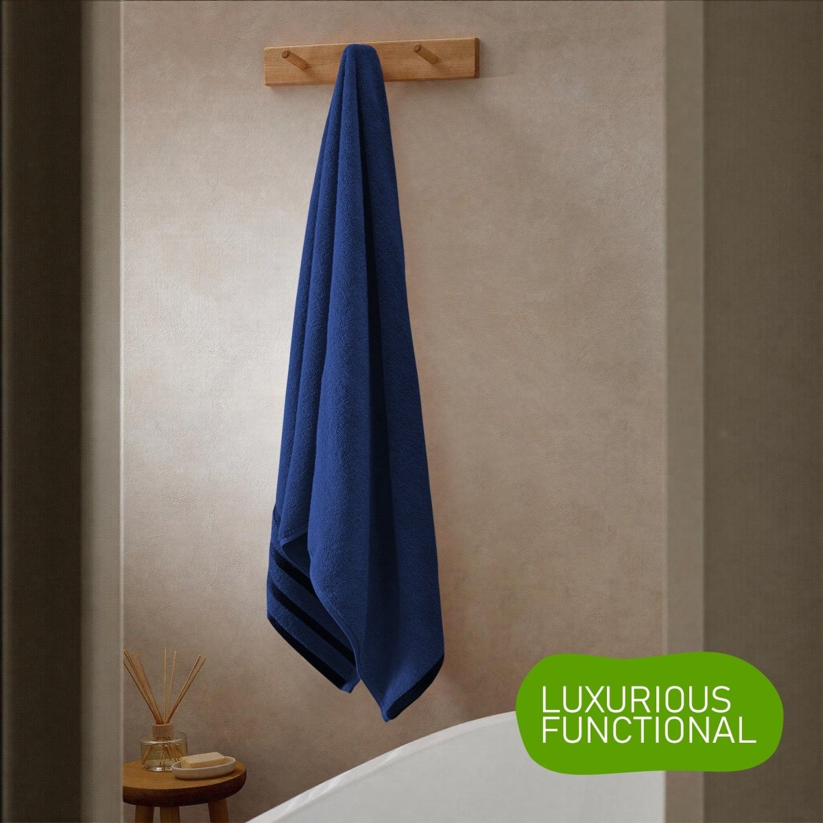 OLIVIA ROCCO Belmont Viscose Stripe Royal Blue Towels 100% Cotton Hotel Quality 10 Piece - Joe’s Haven