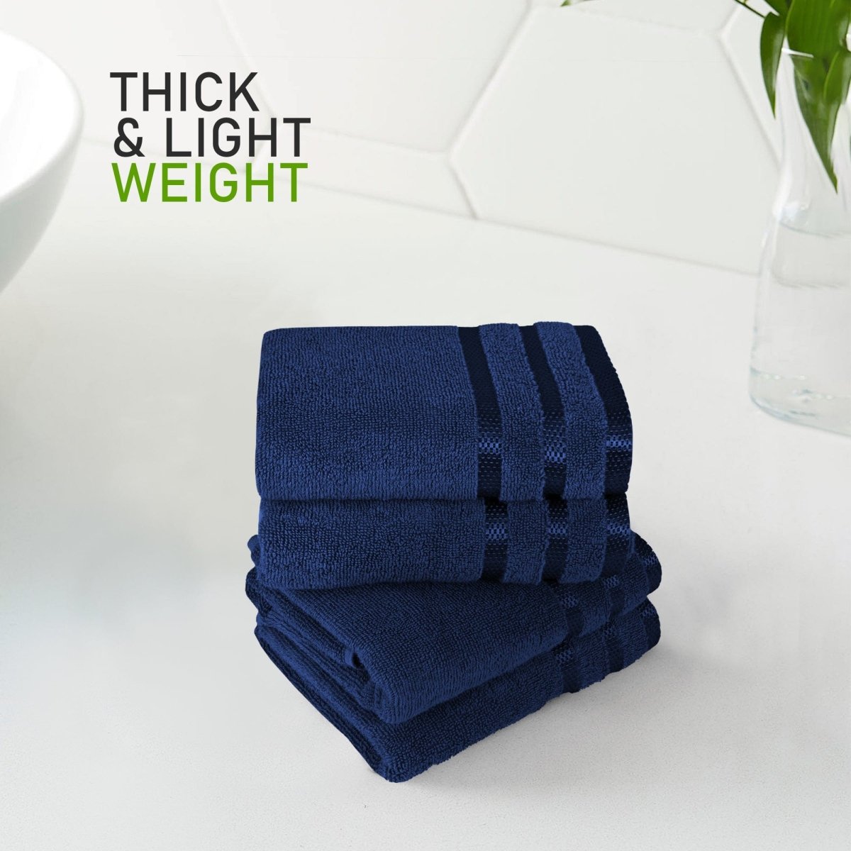 OLIVIA ROCCO Belmont Viscose Stripe Royal Blue Towels 100% Cotton Hotel Quality 10 Piece - Joe’s Haven