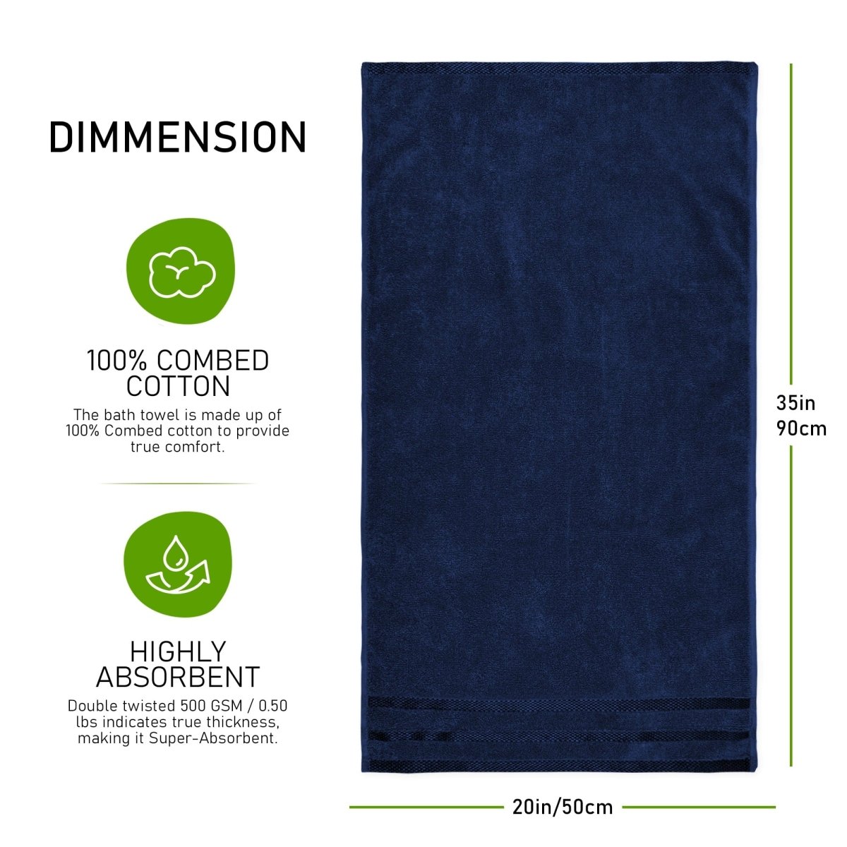 OLIVIA ROCCO Belmont Viscose Stripe Royal Blue Towels 100% Cotton Hotel Quality 10 Piece - Joe’s Haven