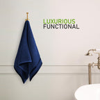 OLIVIA ROCCO Belmont Viscose Stripe Royal Blue Towels 100% Cotton Hotel Quality 10 Piece - Joe’s Haven