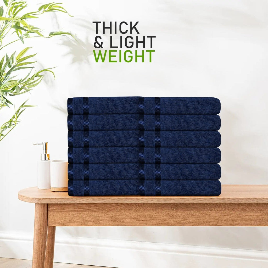 OLIVIA ROCCO Belmont Viscose Stripe Royal Blue Towels 100% Cotton Hotel Quality 10 Piece - Joe’s Haven