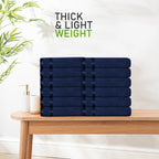 OLIVIA ROCCO Belmont Viscose Stripe Royal Blue Towels 100% Cotton Hotel Quality 10 Piece - Joe’s Haven