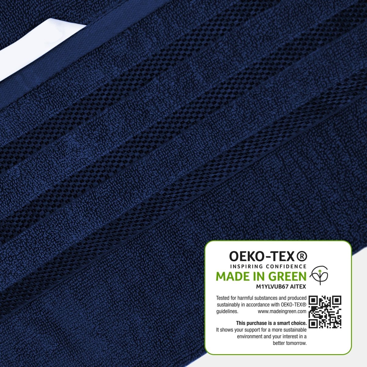 OLIVIA ROCCO Belmont Viscose Stripe Royal Blue Towels 100% Cotton Hotel Quality 10 Piece - Joe’s Haven
