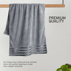 OLIVIA ROCCO Belmont Viscose Stripe Silver Towels 100% Cotton Quality Super Absorbent - Joe’s Haven