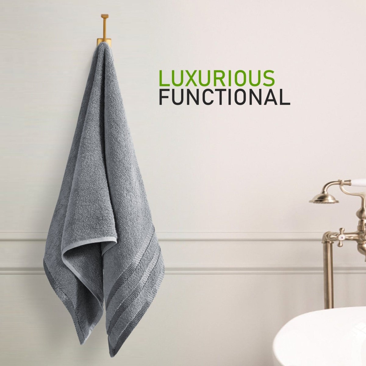 OLIVIA ROCCO Belmont Viscose Stripe Silver Towels 100% Cotton Quality Super Absorbent - Joe’s Haven