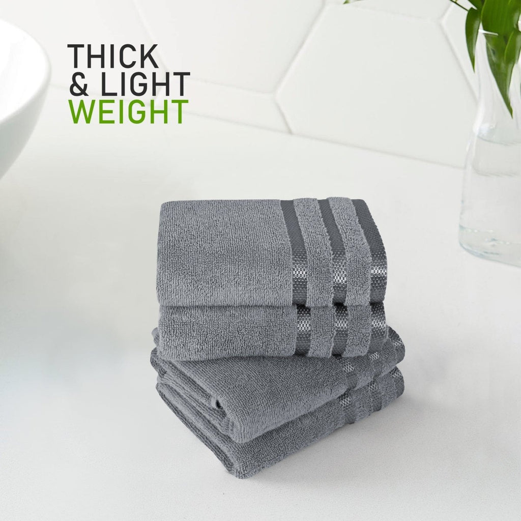 OLIVIA ROCCO Belmont Viscose Stripe Silver Towels 100% Cotton Quality Super Absorbent - Joe’s Haven