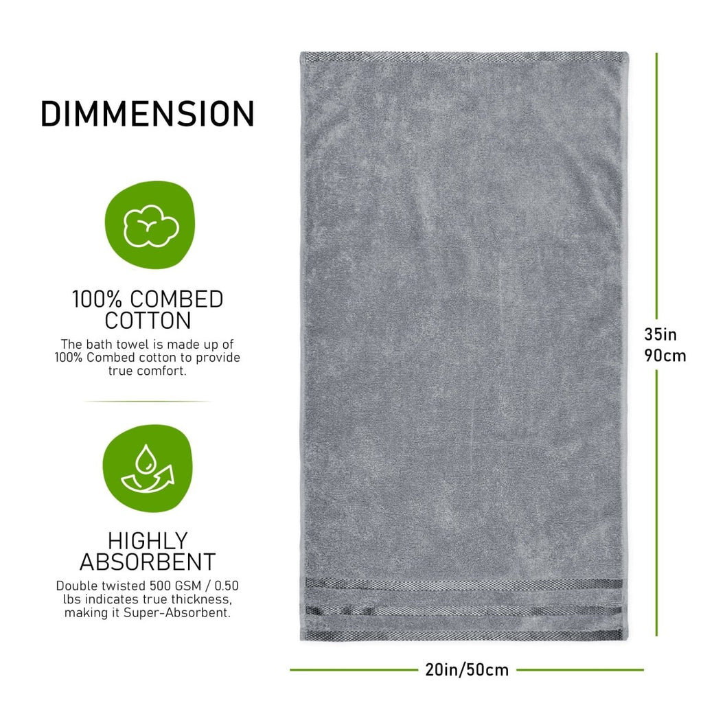 OLIVIA ROCCO Belmont Viscose Stripe Silver Towels 100% Cotton Quality Super Absorbent - Joe’s Haven