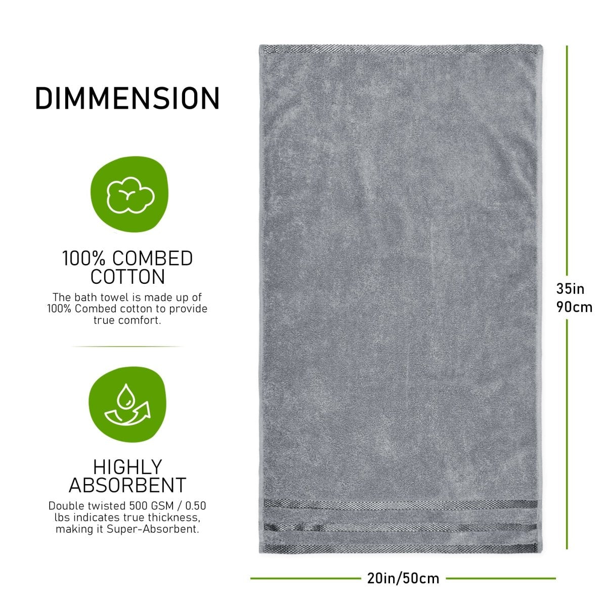 OLIVIA ROCCO Belmont Viscose Stripe Silver Towels 100% Cotton Quality Super Absorbent - Joe’s Haven