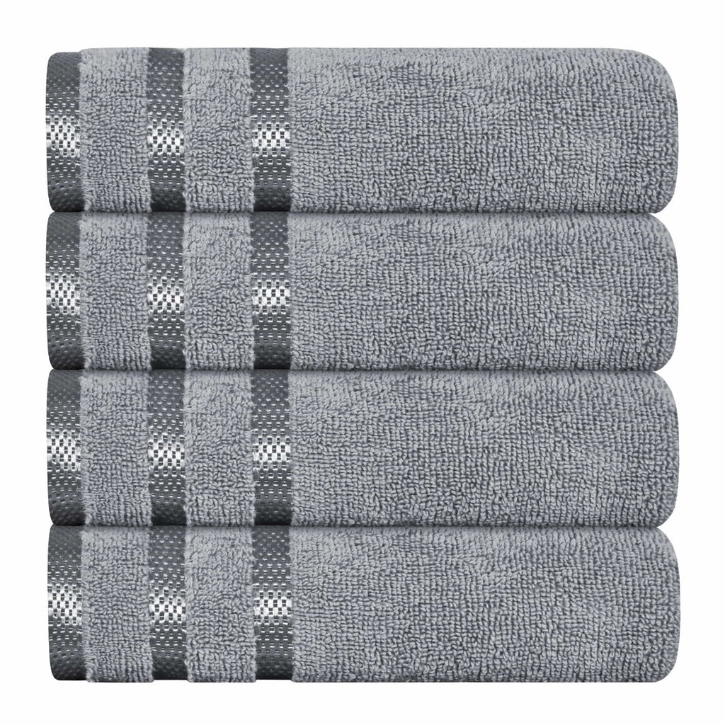 OLIVIA ROCCO Belmont Viscose Stripe Silver Towels 100% Cotton Quality Super Absorbent - Joe’s Haven