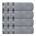 OLIVIA ROCCO Belmont Viscose Stripe Silver Towels 100% Cotton Quality Super Absorbent - Joe’s Haven