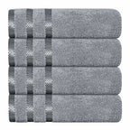 OLIVIA ROCCO Belmont Viscose Stripe Silver Towels 100% Cotton Quality Super Absorbent - Joe’s Haven
