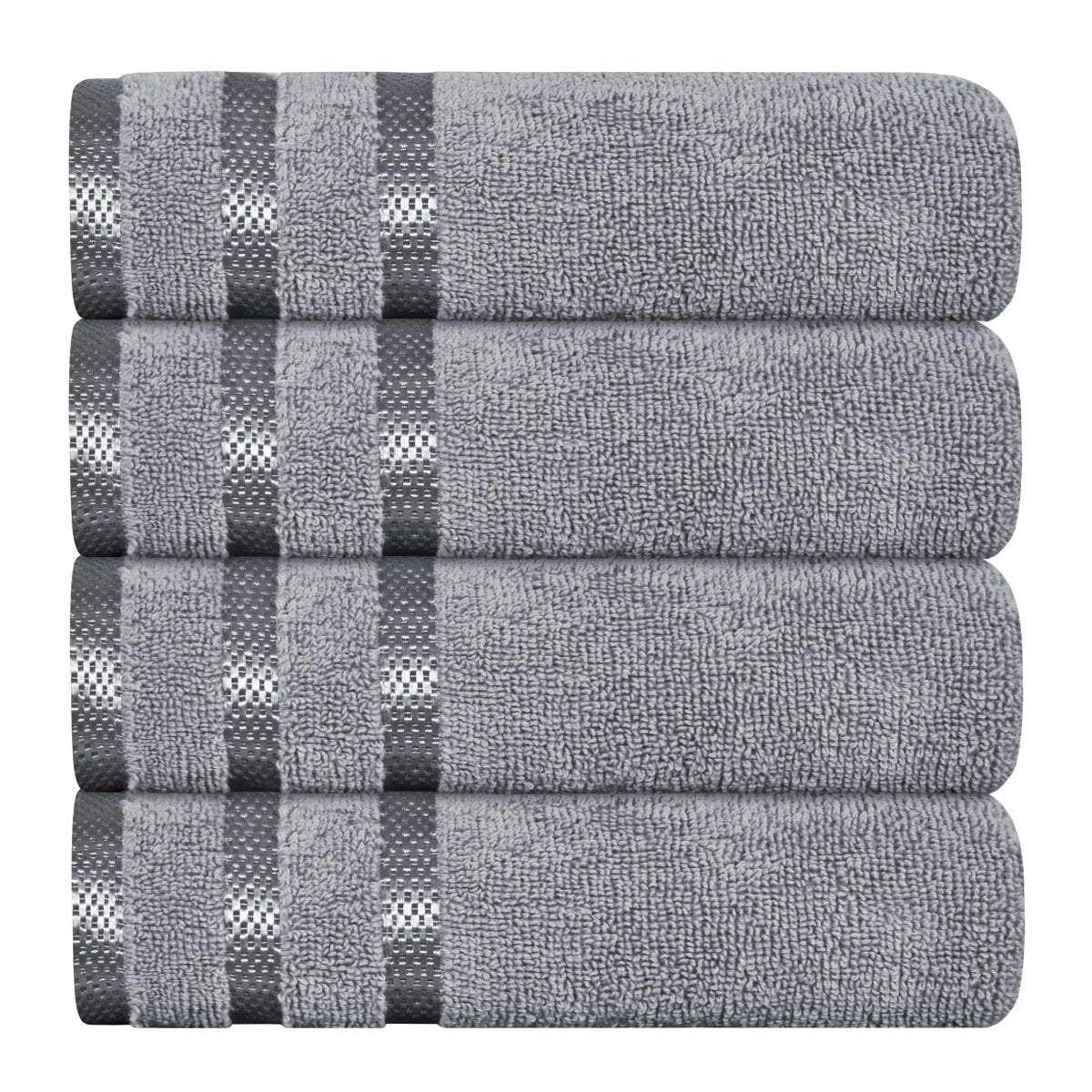 OLIVIA ROCCO Belmont Viscose Stripe Silver Towels 100% Cotton Quality Super Absorbent - Joe’s Haven
