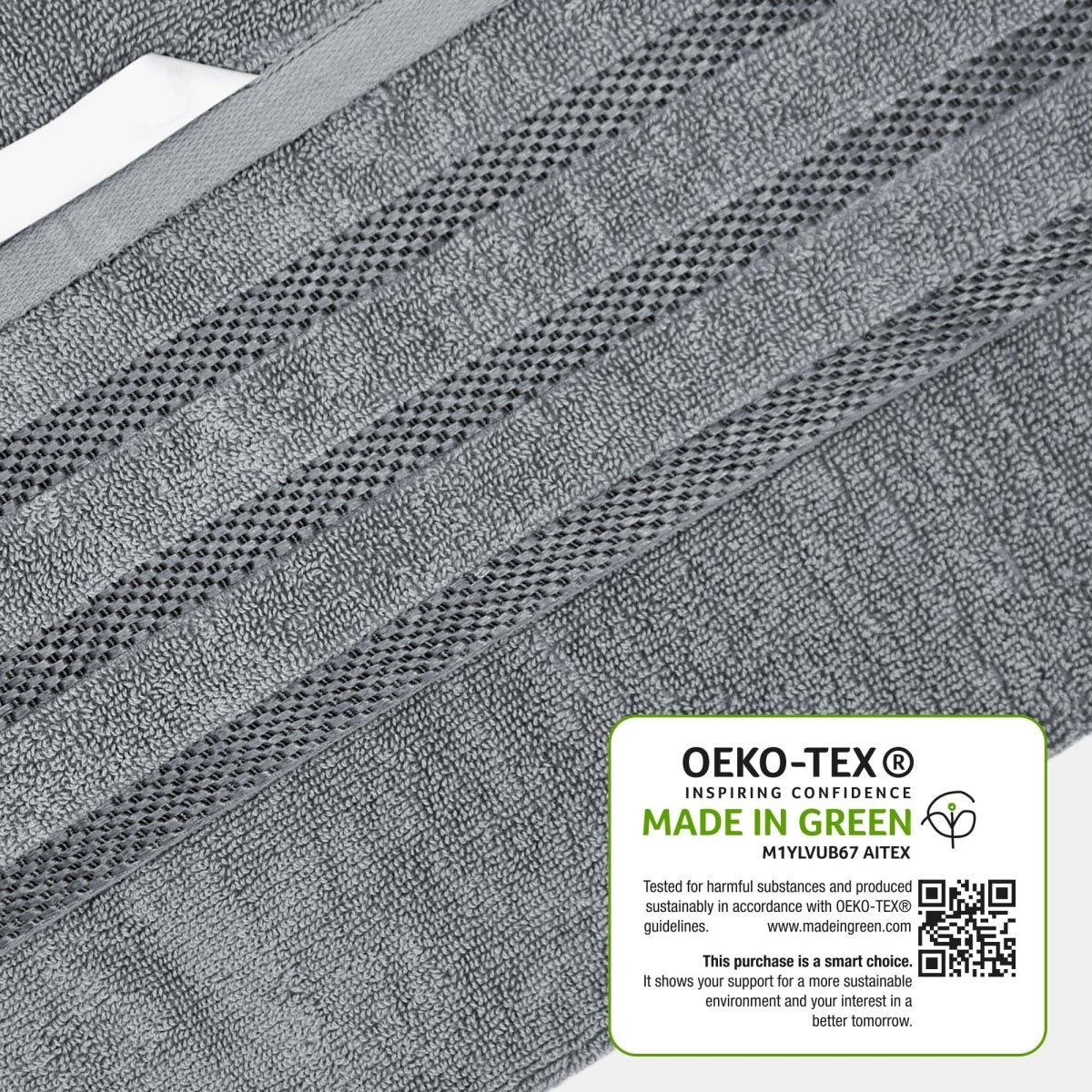 OLIVIA ROCCO Belmont Viscose Stripe Silver Towels 100% Cotton Quality Super Absorbent - Joe’s Haven