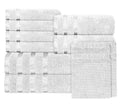 OLIVIA ROCCO Belmont Viscose Stripe White Towels 100% Cotton Hotel Quality Bath Towels - Joe’s Haven