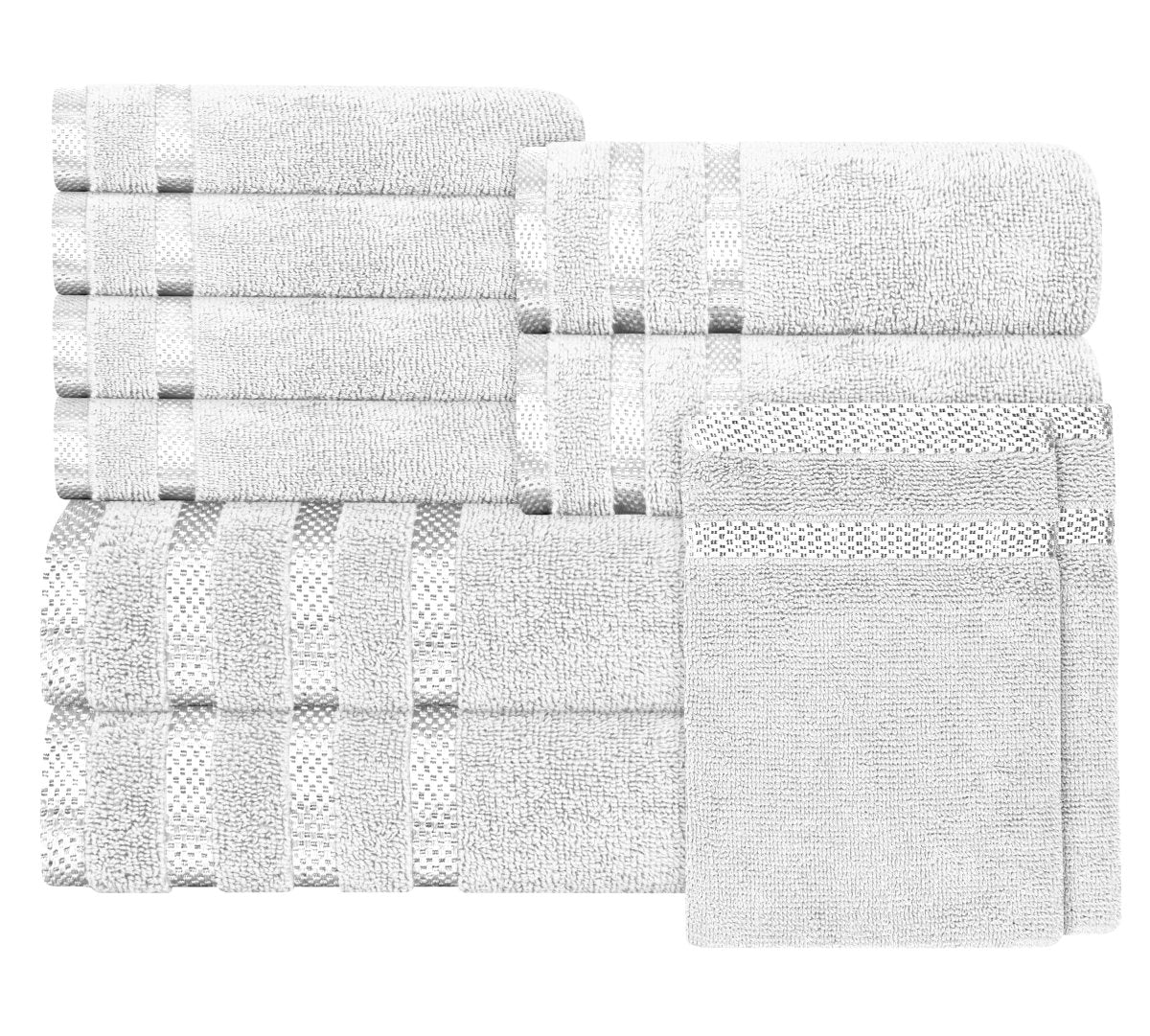 OLIVIA ROCCO Belmont Viscose Stripe White Towels 100% Cotton Hotel Quality Bath Towels - Joe’s Haven