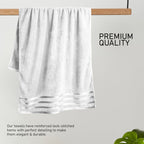 OLIVIA ROCCO Belmont Viscose Stripe White Towels 100% Cotton Hotel Quality Bath Towels - Joe’s Haven