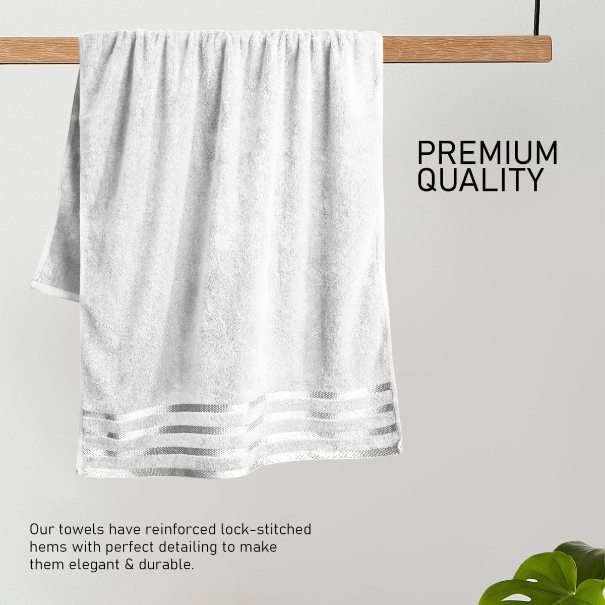OLIVIA ROCCO Belmont Viscose Stripe White Towels 100% Cotton Hotel Quality Bath Towels - Joe’s Haven