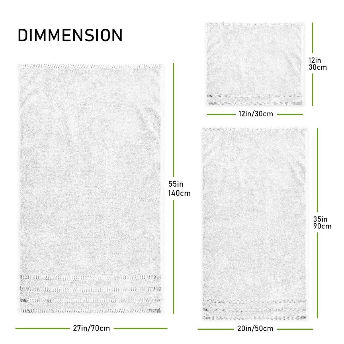 OLIVIA ROCCO Belmont Viscose Stripe White Towels 100% Cotton Hotel Quality Bath Towels - Joe’s Haven