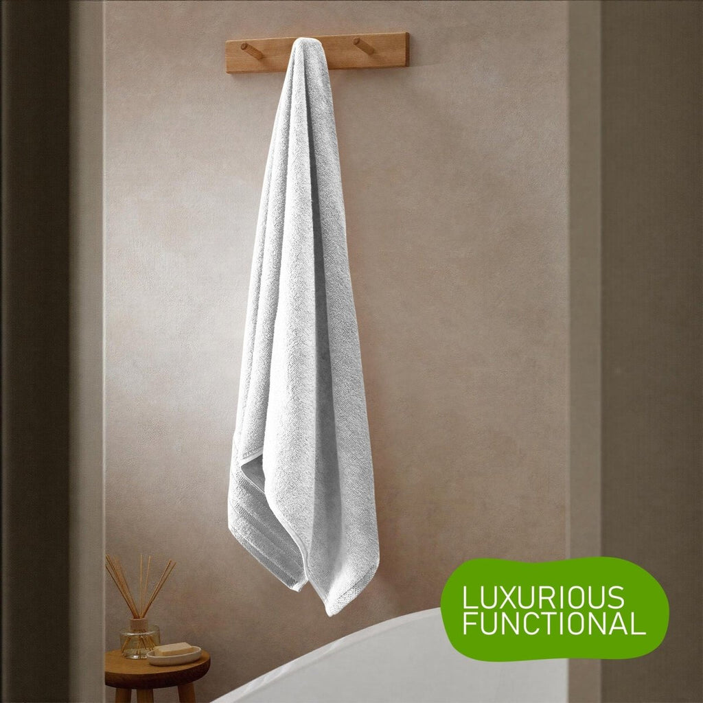 OLIVIA ROCCO Belmont Viscose Stripe White Towels 100% Cotton Hotel Quality Bath Towels - Joe’s Haven
